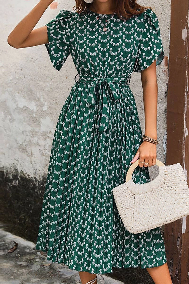 Relaxed Layer CREW NECK FLORAL PRINT DRESS_CWDSD2684