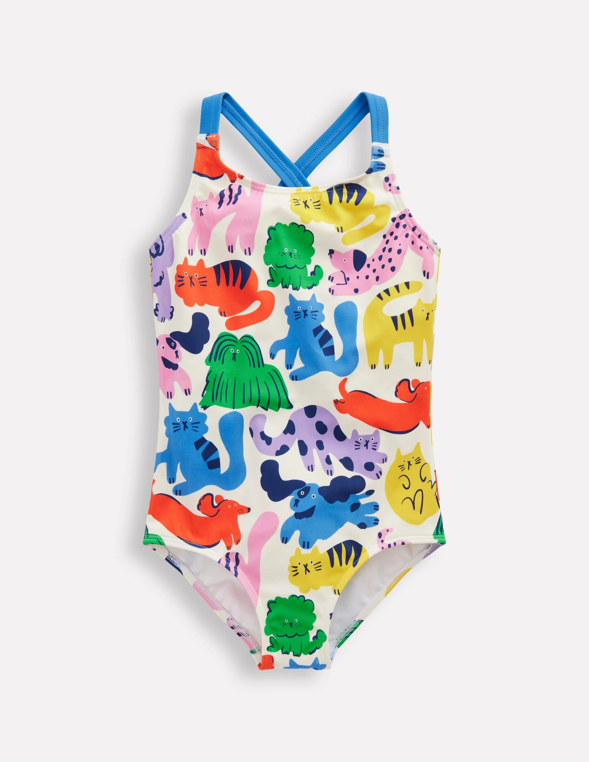 Cross-back Printed Swimsuit-Multi Oatmeal Rainbow Pets Latest Trend