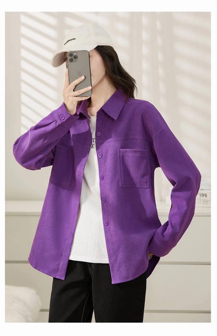 COMMUTER STYLE LONG-SLEEVED SLIMMING SHIRT_CWTBLL0905 Light Reflective Printing Garment Washed Softness
