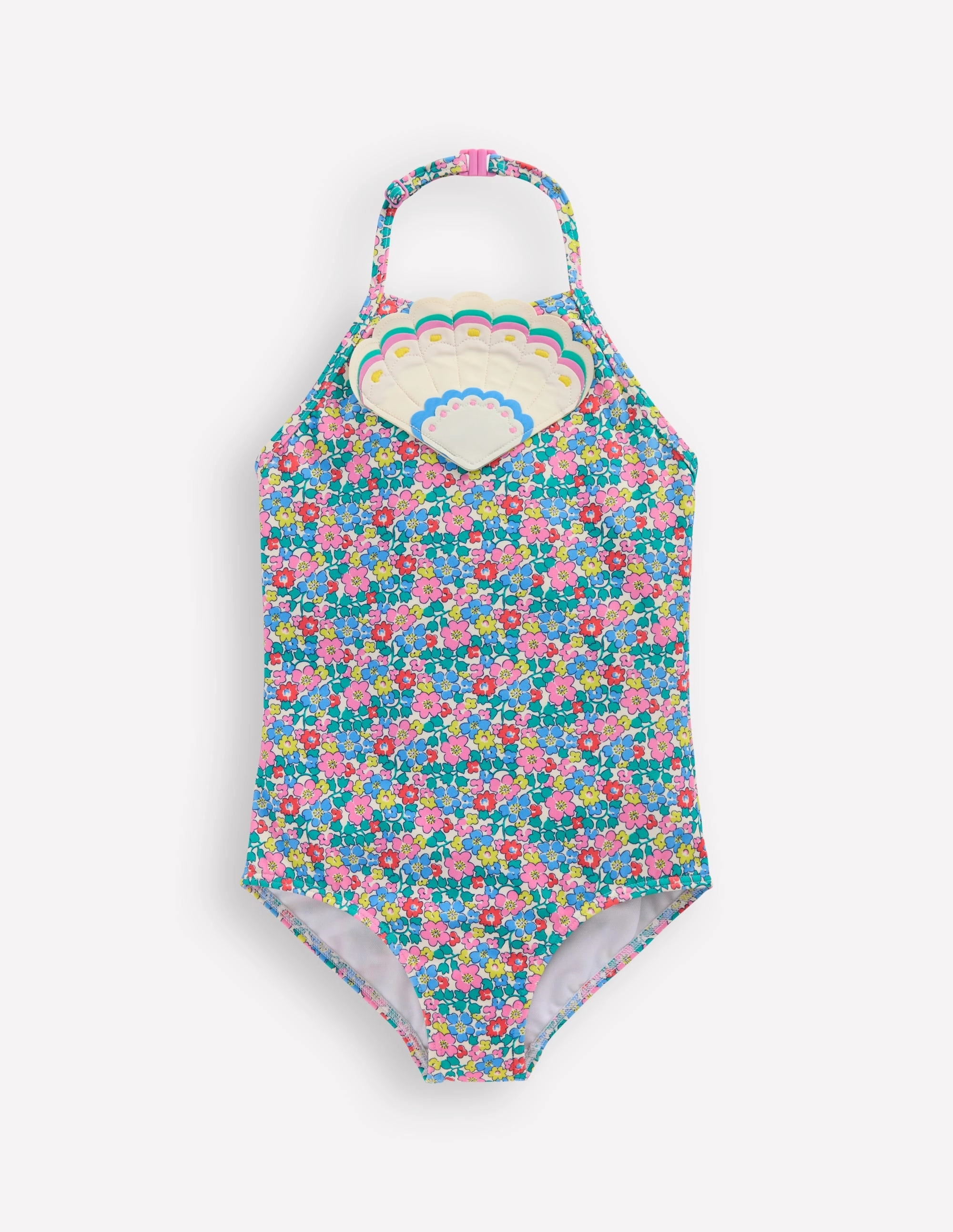 Antimicrobial Fabric Ellery Fun Logo Swimsuit-Multi Flowerbed Shell