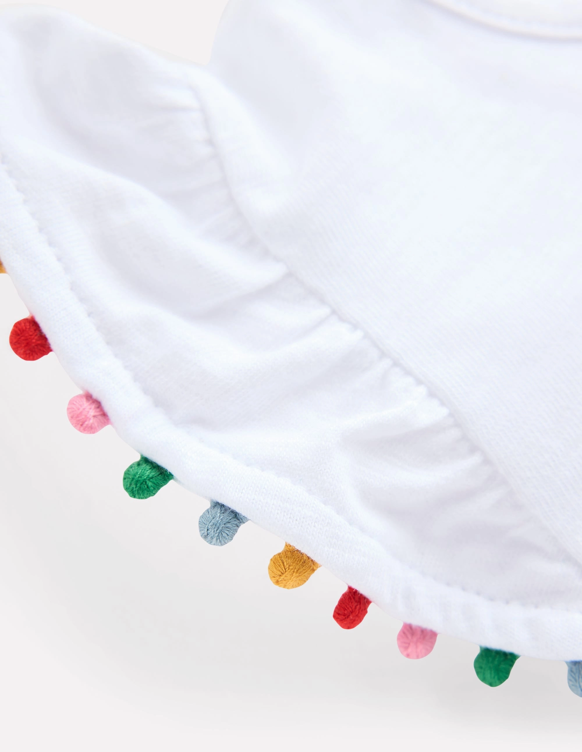 Quick-Dry Outdoor Apparel Frill Sleeve Pom Top-White