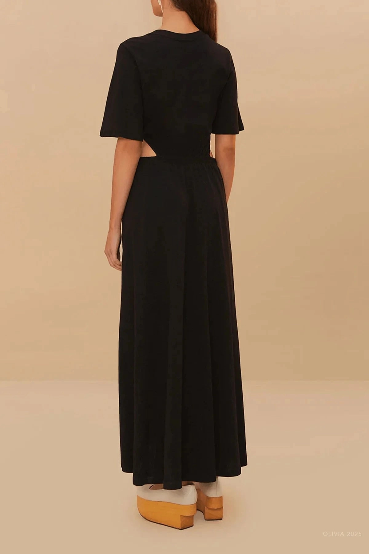 Black Midi Dress Short Sleeve Smart Fit Relaxing Style