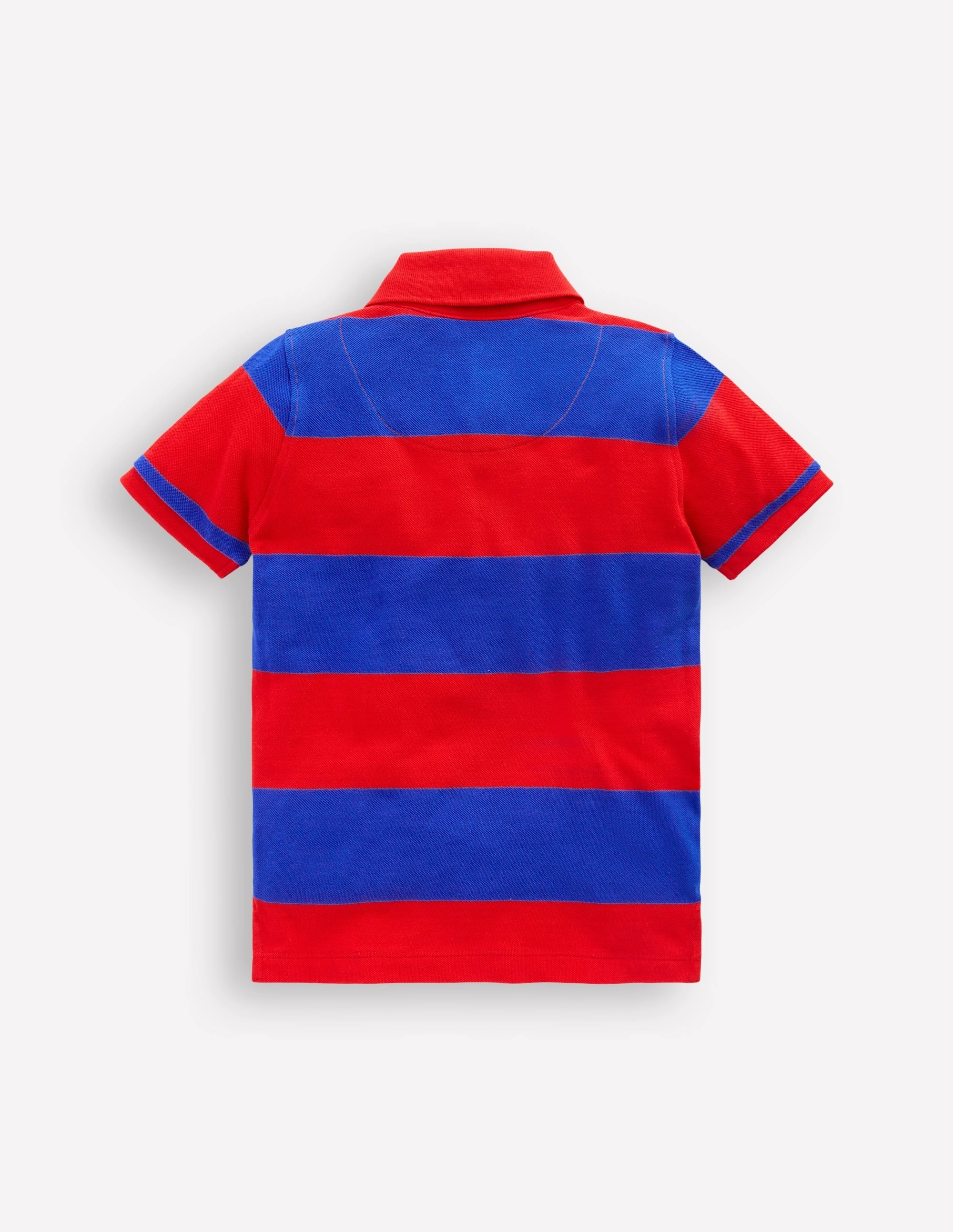 Piqu Polo Shirt-Poppy Red/ Gallery Blue Stripe Anti Bacterial Layer MinimalistAesthetic