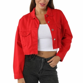 CASUAL LOOSE CROPPED JACKET_CWJJ0128 Circular Knit Technique Abrasion Resistant Surface