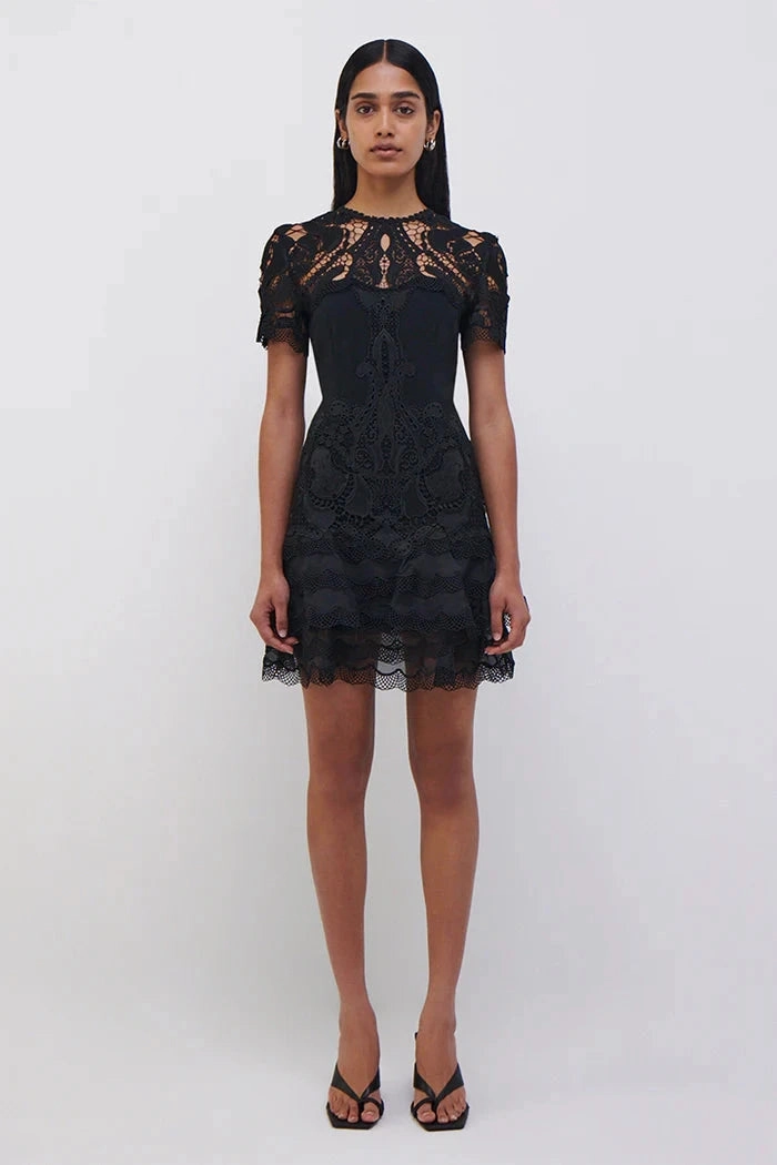 Paislee Lace Cocktail Dress Black Effortless Layering
