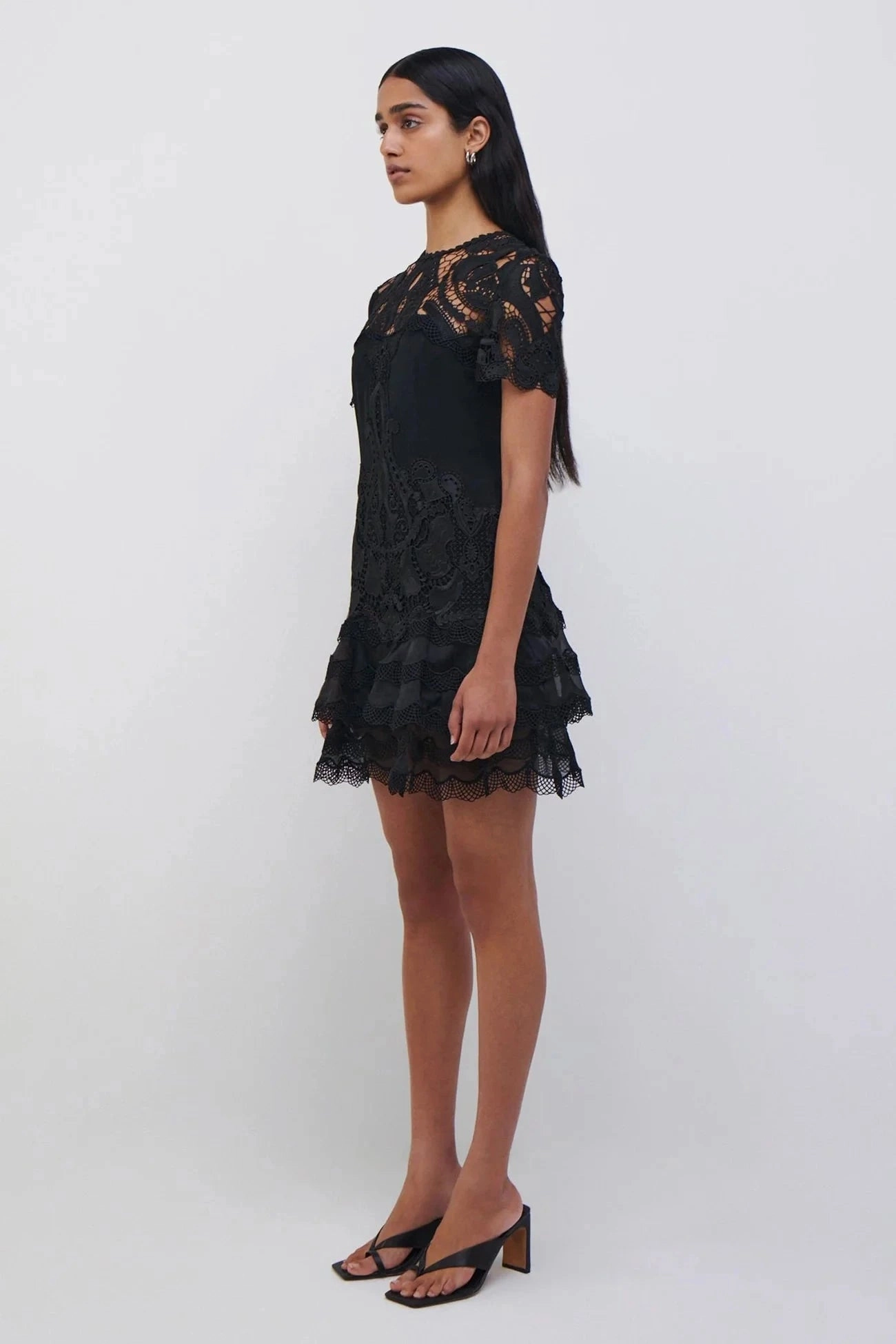 Paislee Lace Cocktail Dress Black Saturated Hue