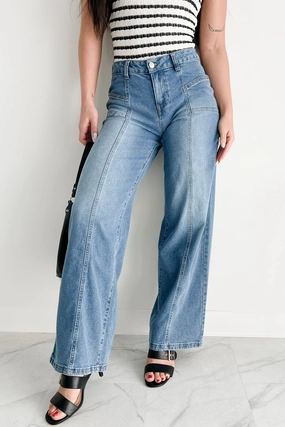 Chic Wear Comfort Waist Ivana High Rise Wide Leg Almost Famous Jeans (Medium)