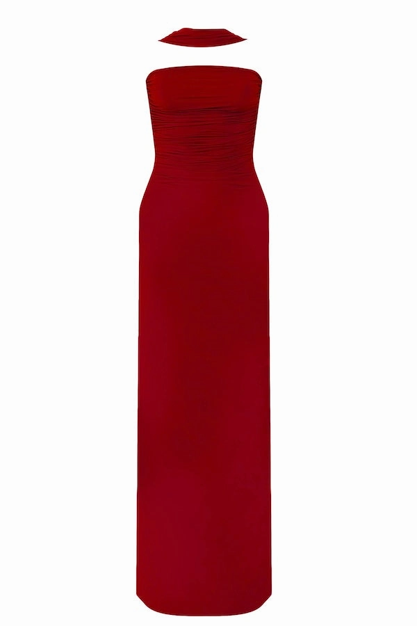 Light Shape Mullet Maxi Dress Red