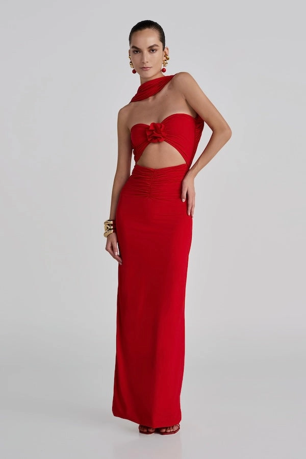 Mullet Maxi Dress Red Comfy Detail