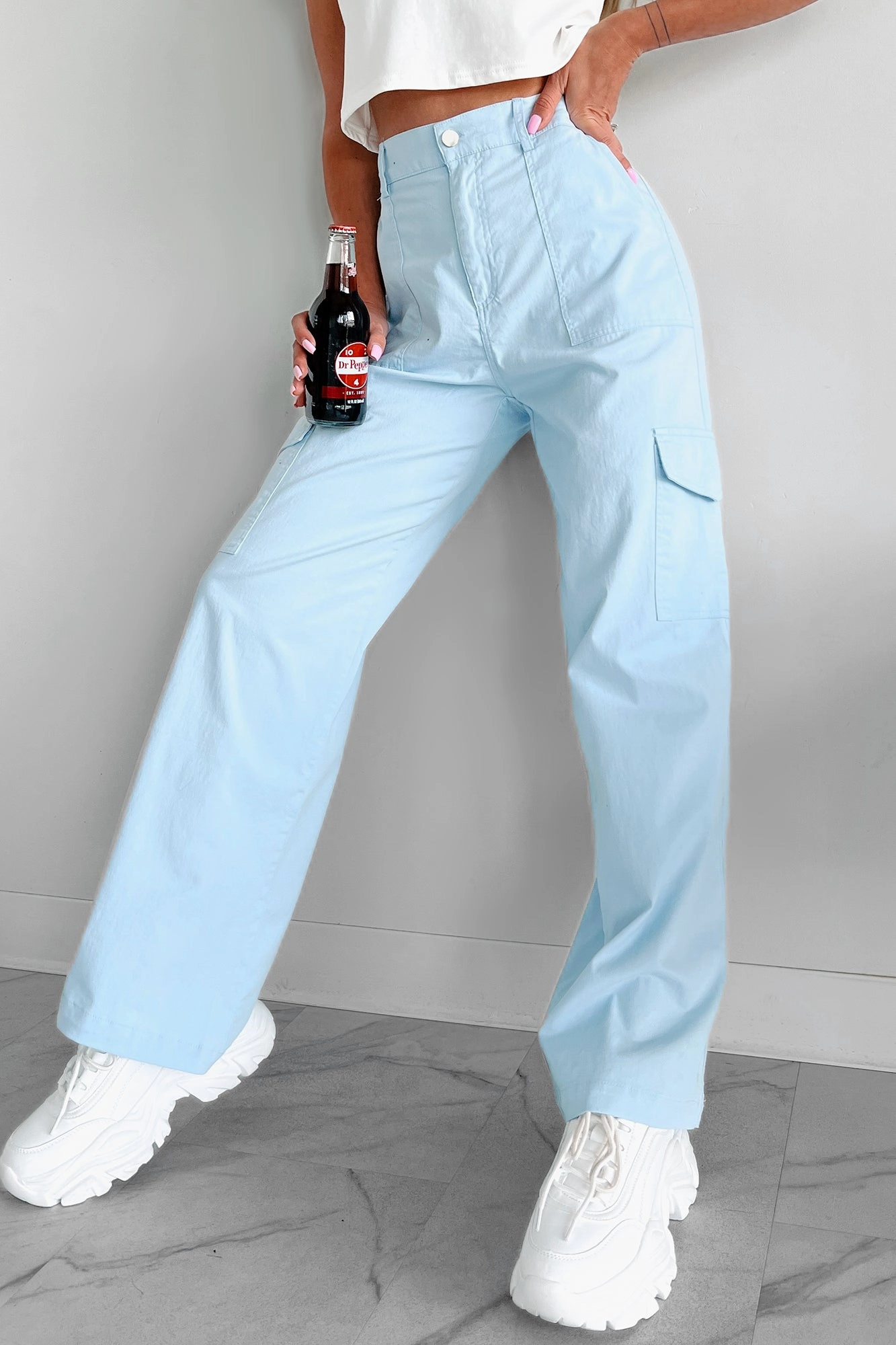 Cool People Only Cargo Pants (Sky) Timeless Wear Comfy Essentials Wear