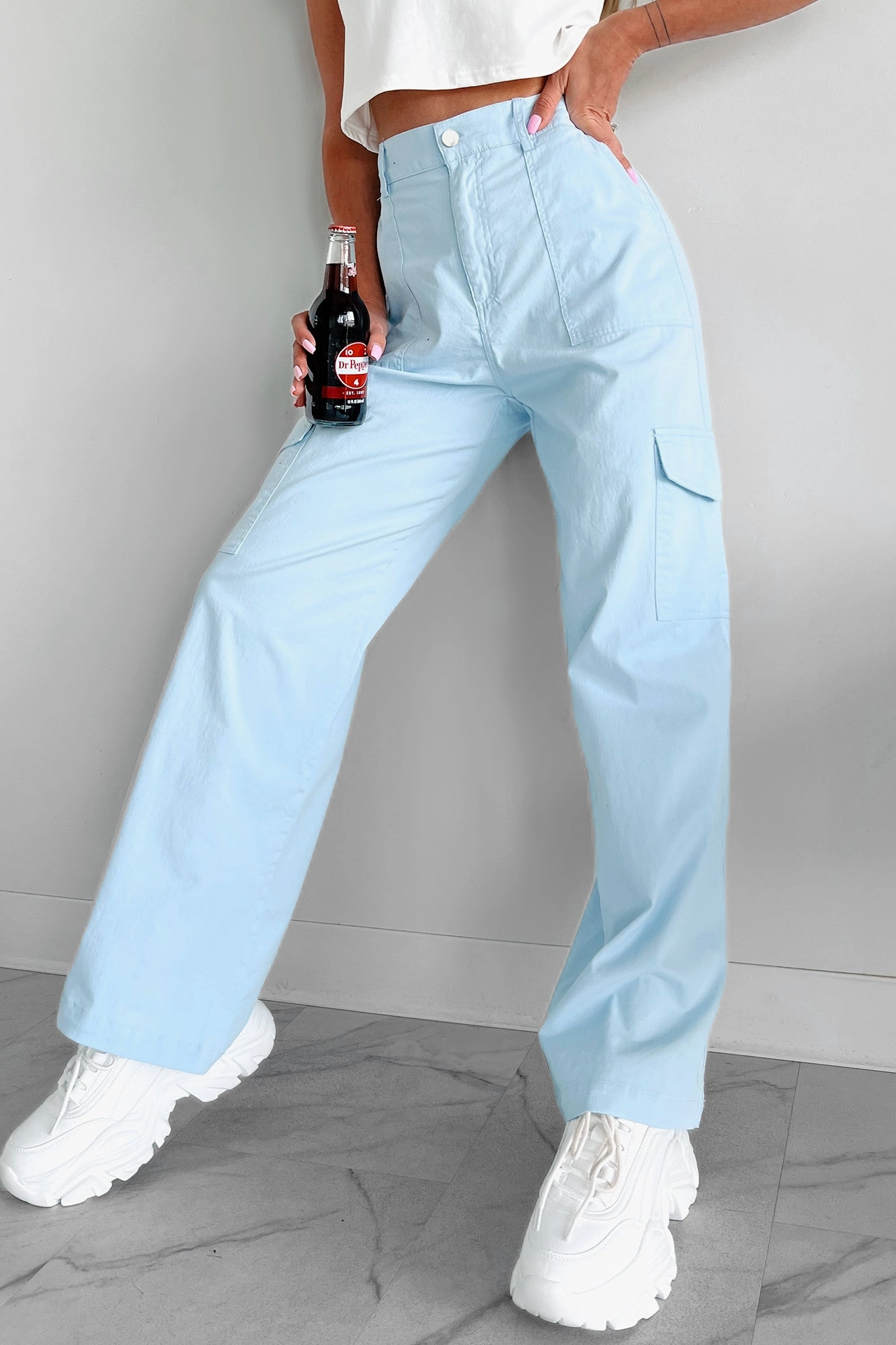 Cool People Only Cargo Pants (Sky) EcoFriendlyMaterial Casual Look