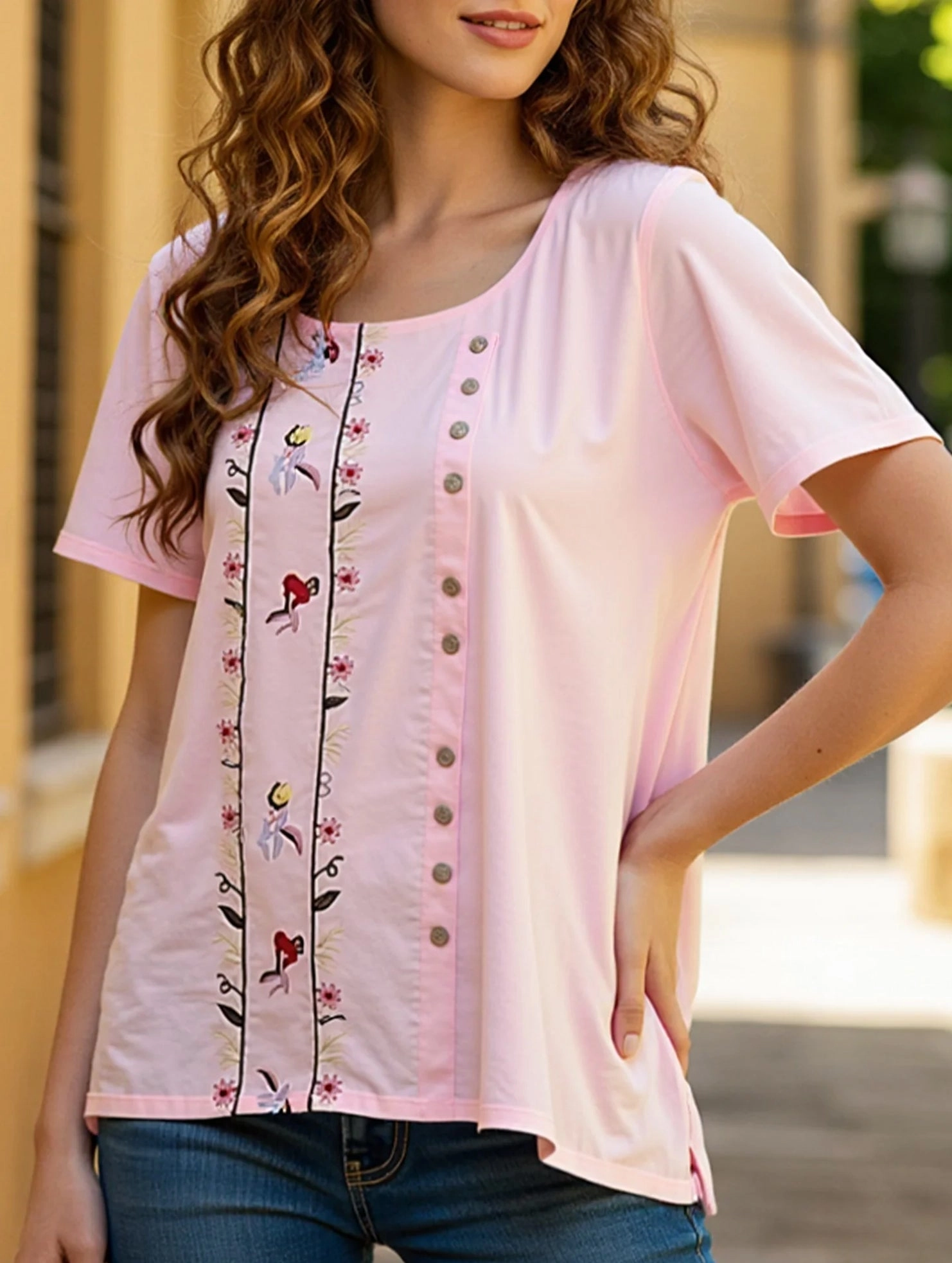 COTTON BREATHABLE LOOSE EMBROIDERED TOP_CWTBLS0658 SheerLayering Hypoallergenic Inner Layer