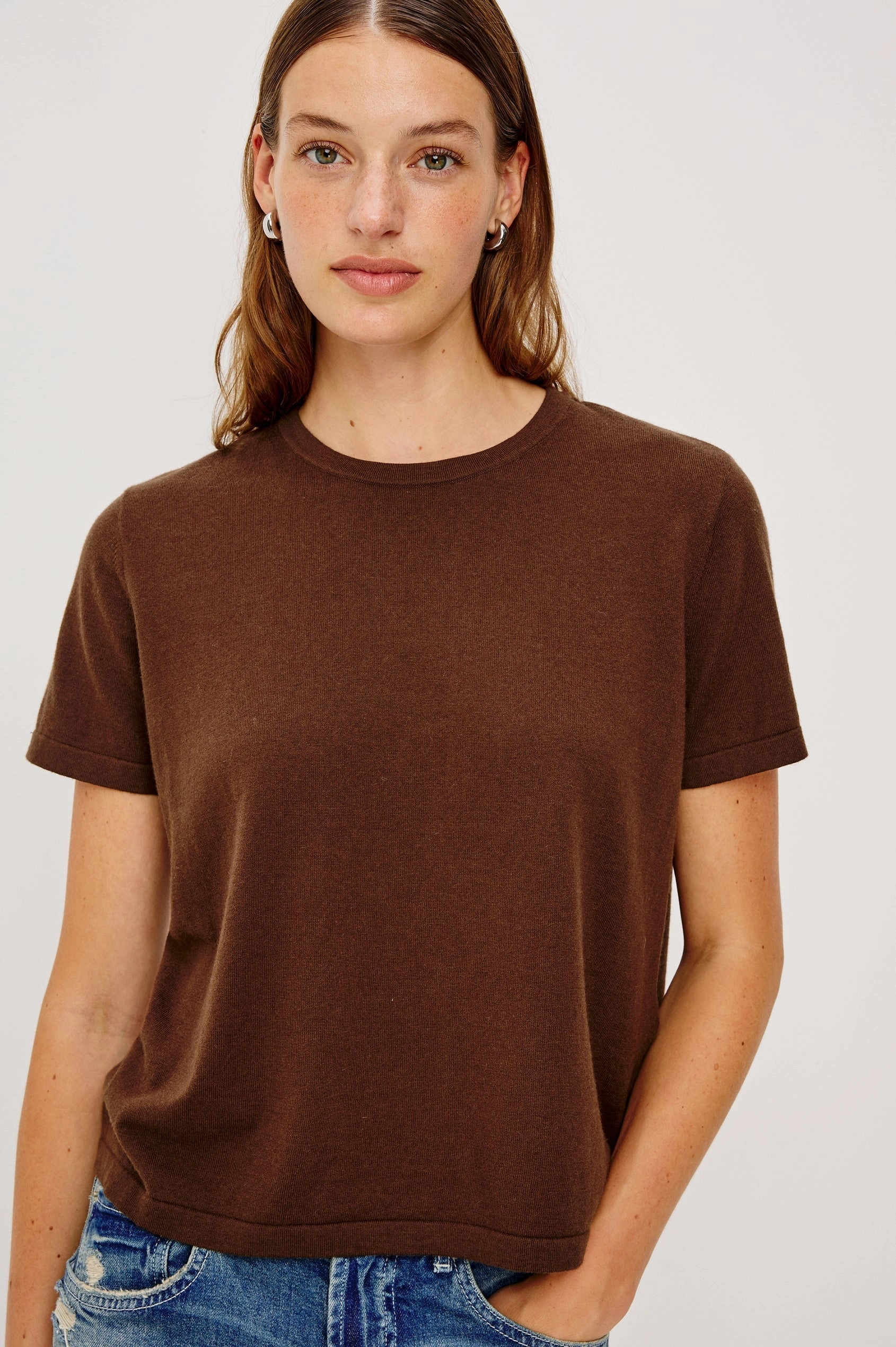 Sporty Design Cotton Cashmere Tee Espresso