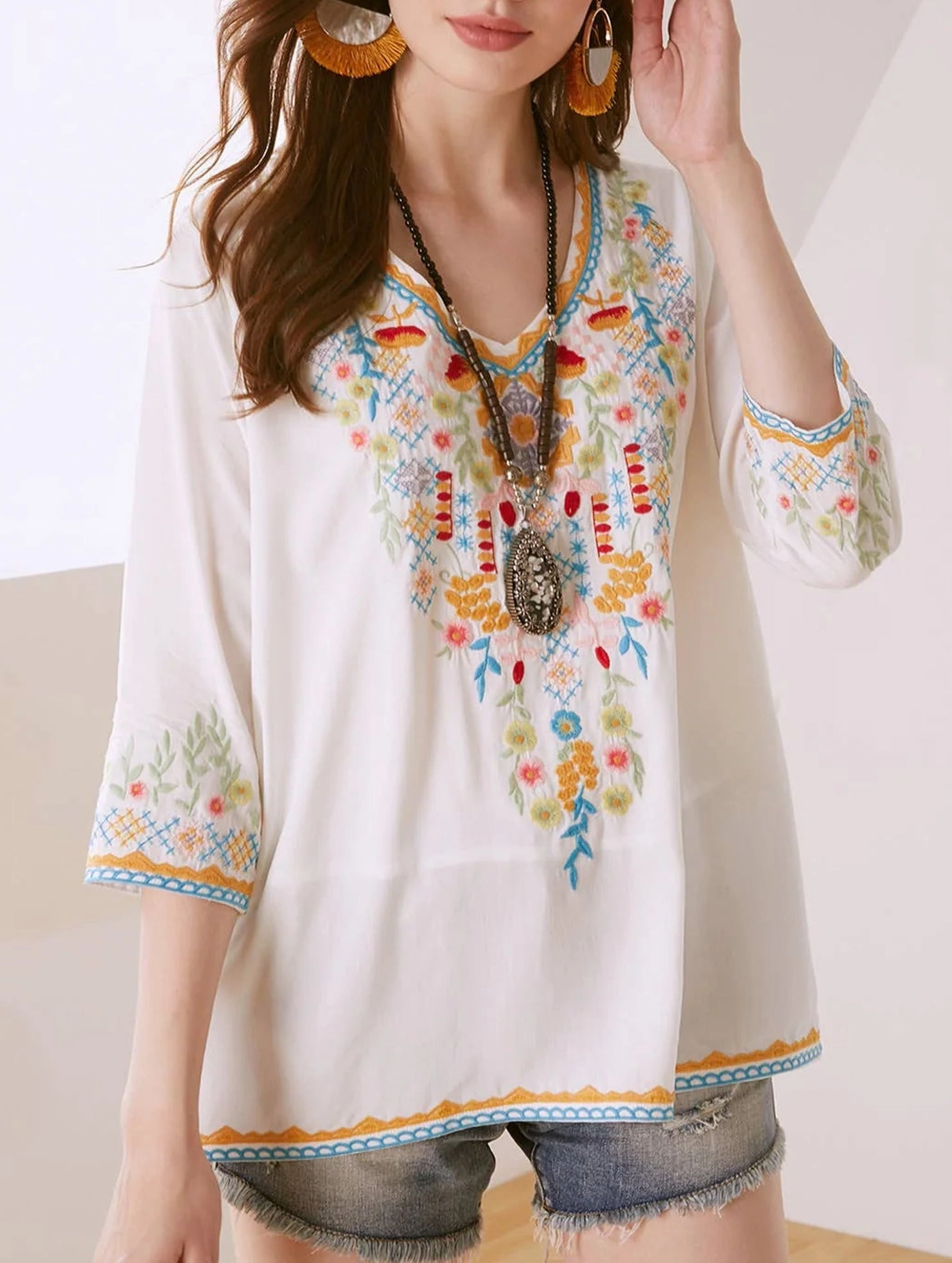 Flex Fit Shoulder Construction COTTON EMBROIDERED SHIRT_CWTBLL0816