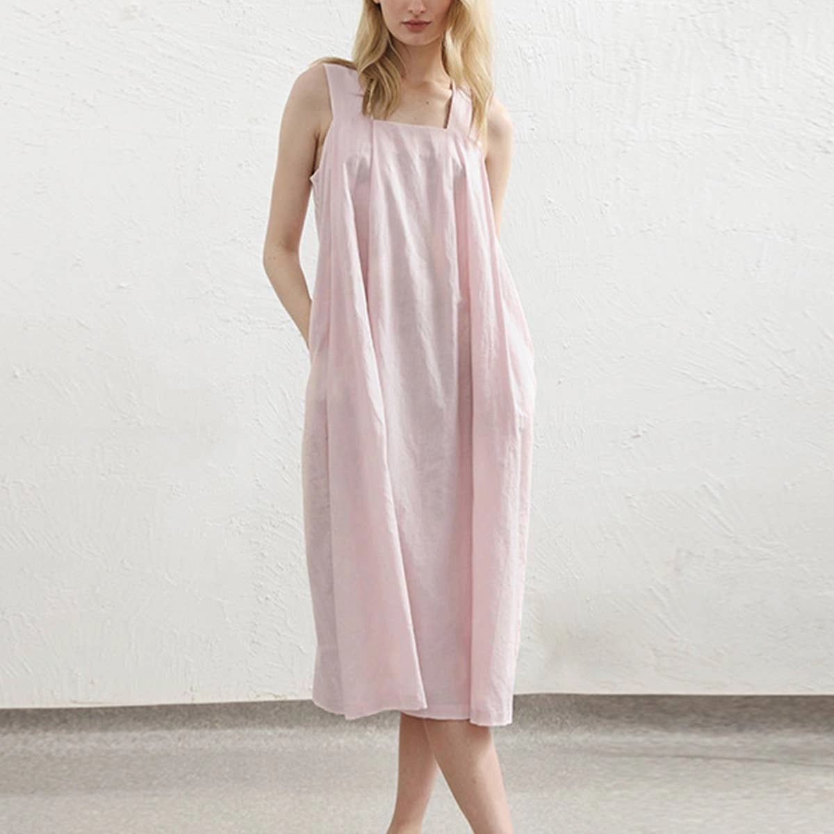 Work Style COTTON FABRIC LOOSE SLIP DRESS_CWDSD4040