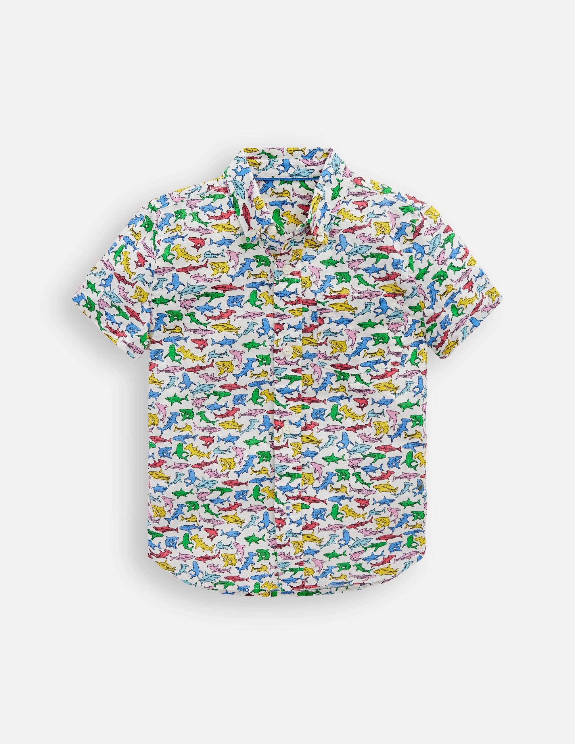 Cotton Linen Shirt-Multi Sharks EthicallySourcedMaterial BreathableMeshPanel