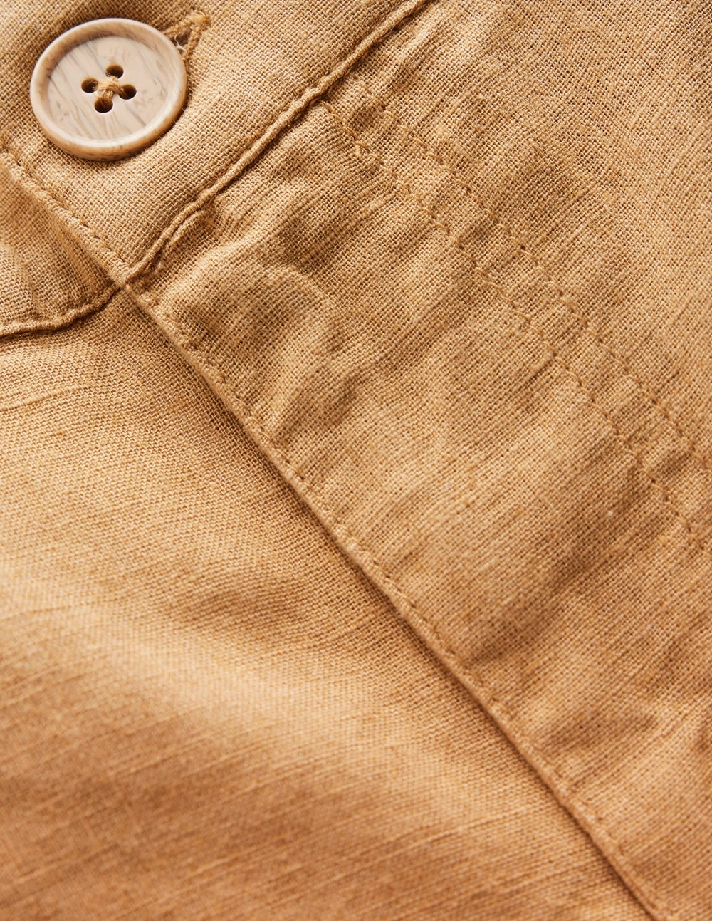Cotton Linen Shorts-Hazelnut Brown Sport Ready Wear stain resistant coating