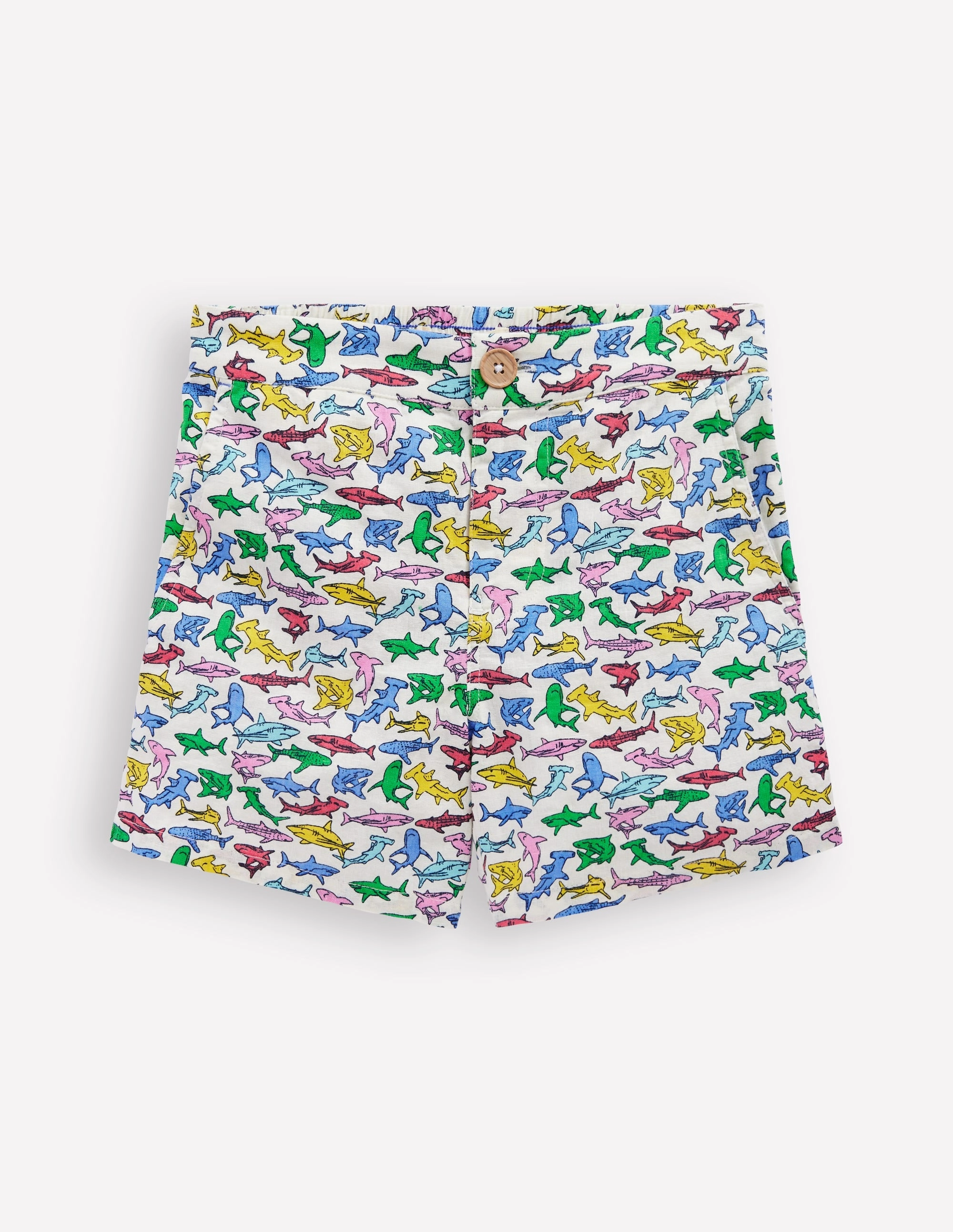 Soft Inner Lining Father's Day gift Cotton Linen Shorts-Multi Micro Sharks