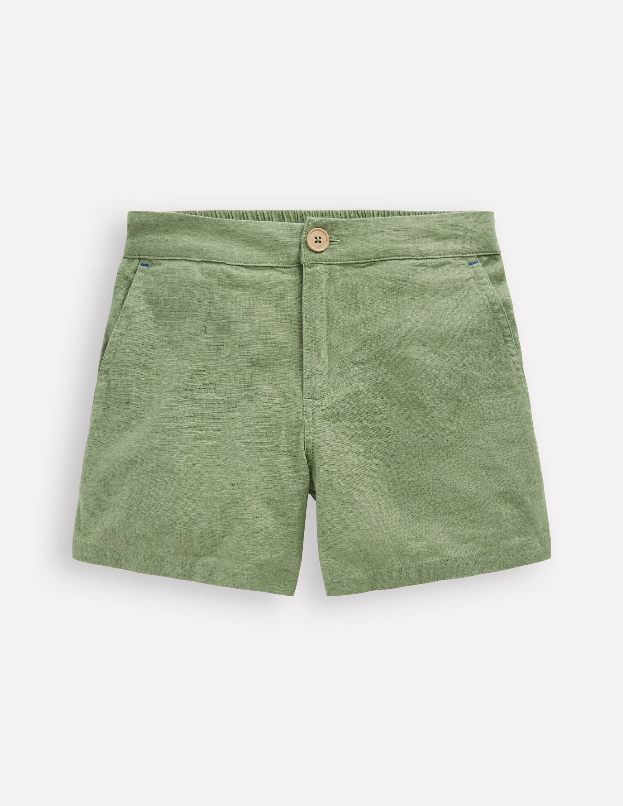 Soft Touch Day Wear Cotton Linen Shorts-Newt Green