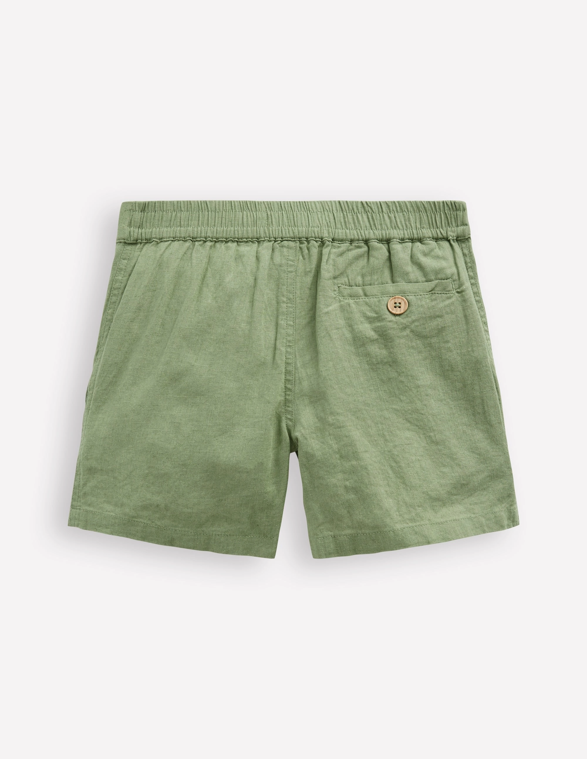 Cotton Linen Shorts-Newt Green Smart Fit