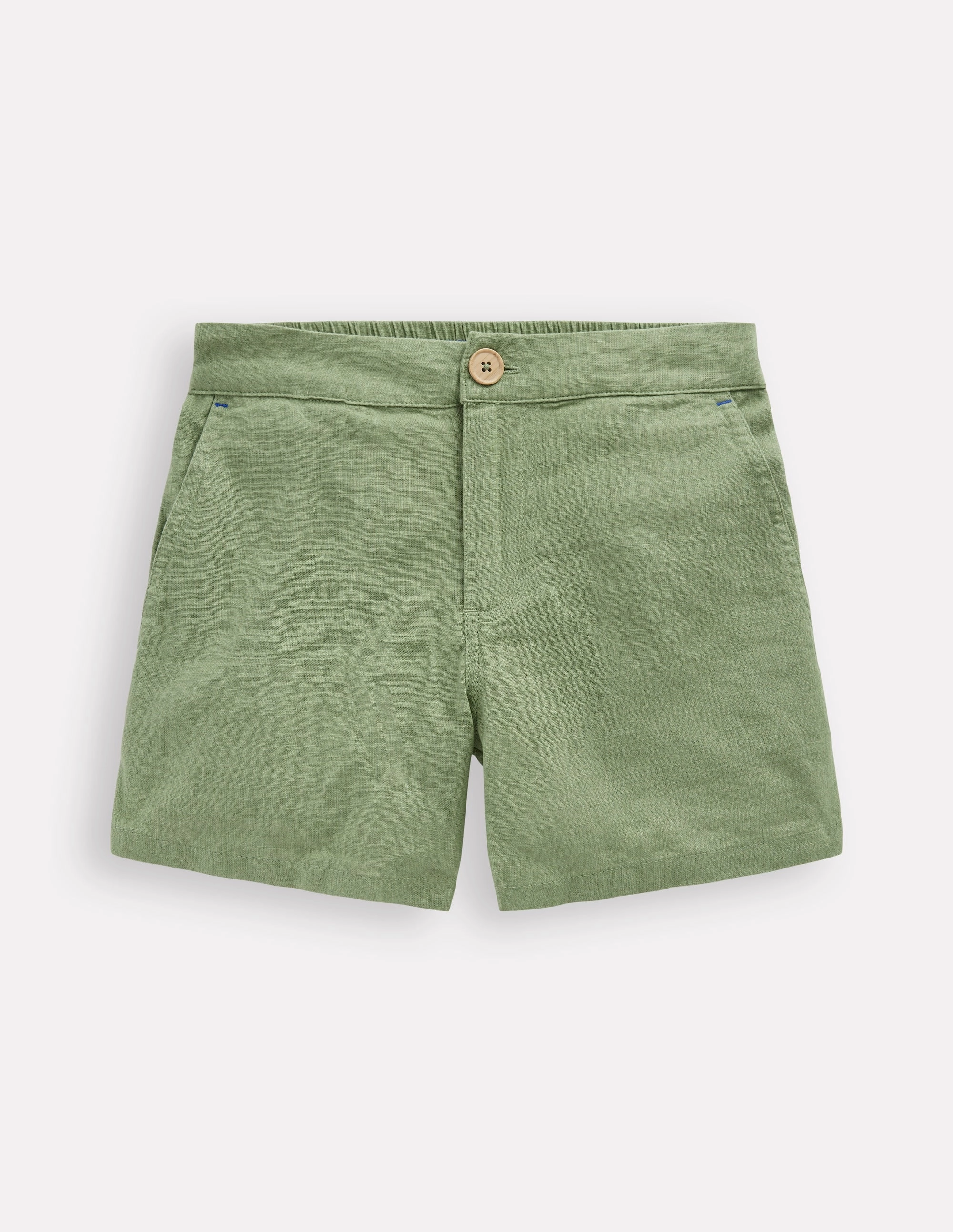 Cotton Linen Shorts-Newt Green Basketball shorts multiple pockets