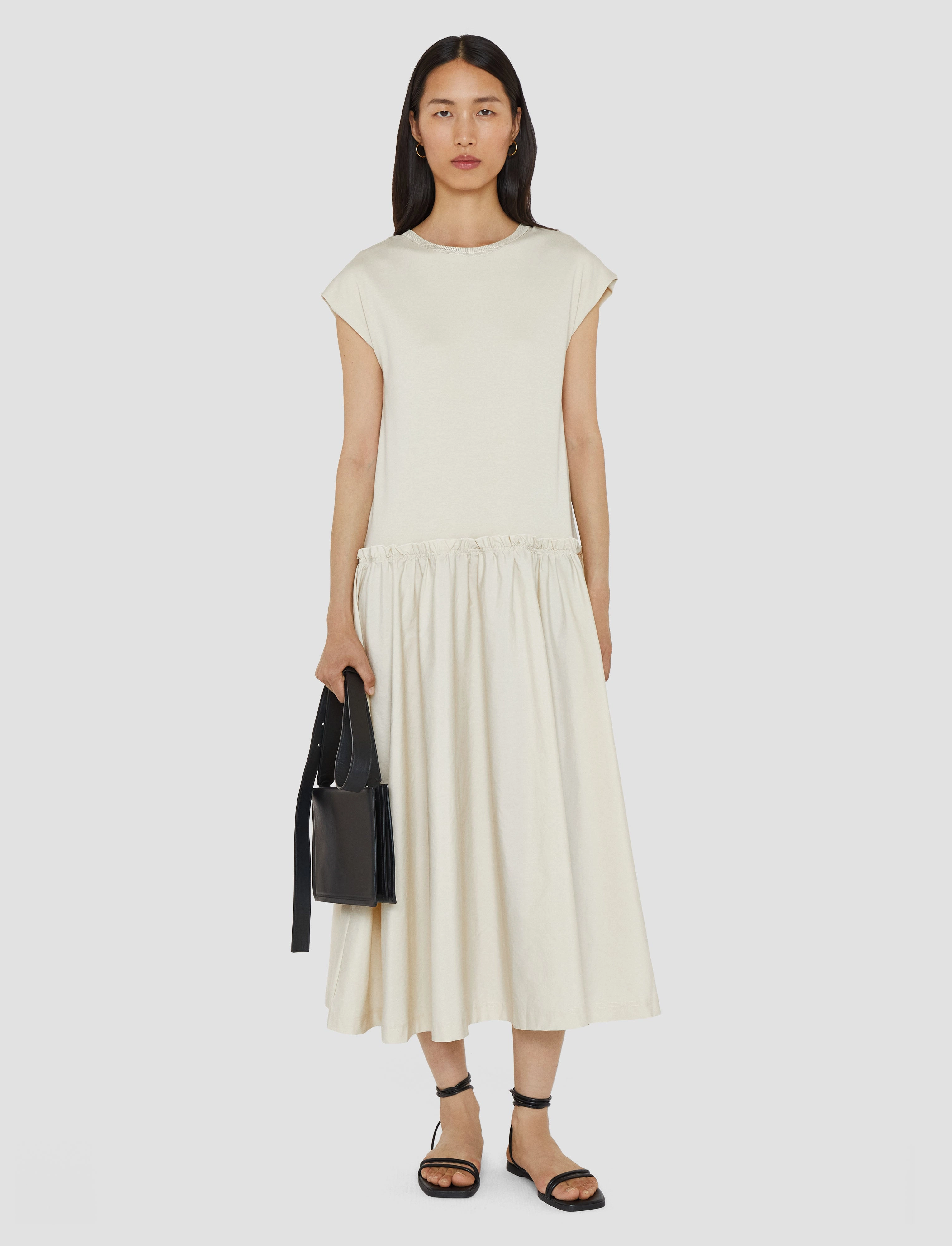 Flowy-Shape Glam Touch Cotton Poplin Jersey Dress