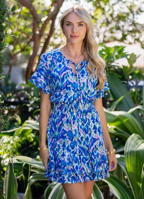 Trendy Cut Weekend Casual Courtney Dress / Pink-Cobalt