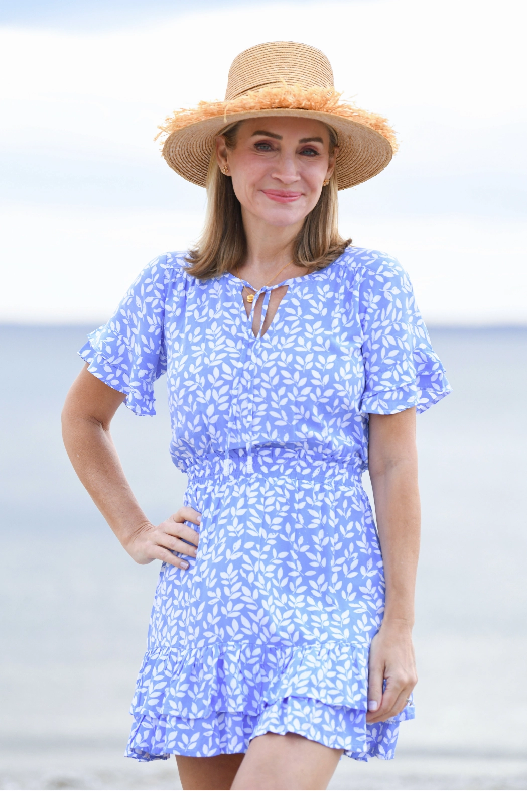 Fitted Base Courtney Dress / Sky Blue Vine