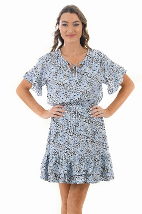 Peplum-Style Chain-Detail Courtney Dress / Snow Leopard