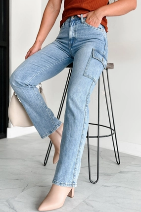 Cova High Rise Special A Cargo Jeans (Medium Dark) Perfect Layer