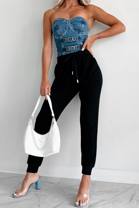 Crisp Design Coveted Comfort Ribbed Knit Joggers (Black)