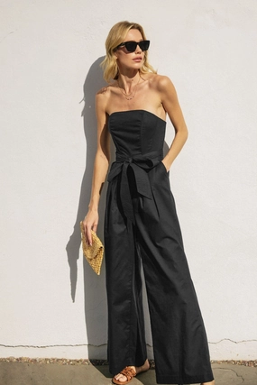 Elegant Sporty Home Holiday JASMINE STRAPLESS WIDE-LEG JUMPSUIT