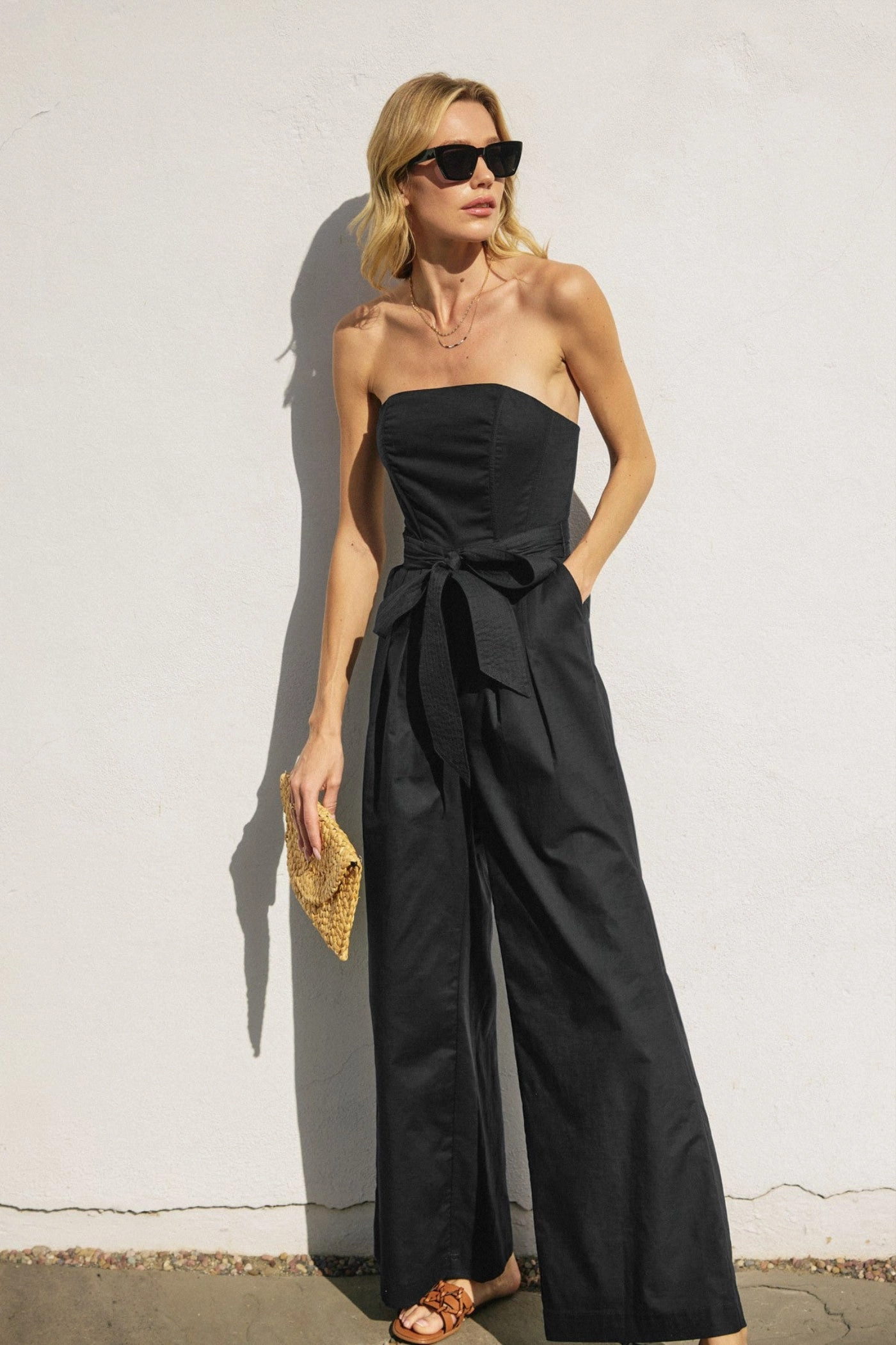 Elegant Sporty Home Holiday JASMINE STRAPLESS WIDE-LEG JUMPSUIT
