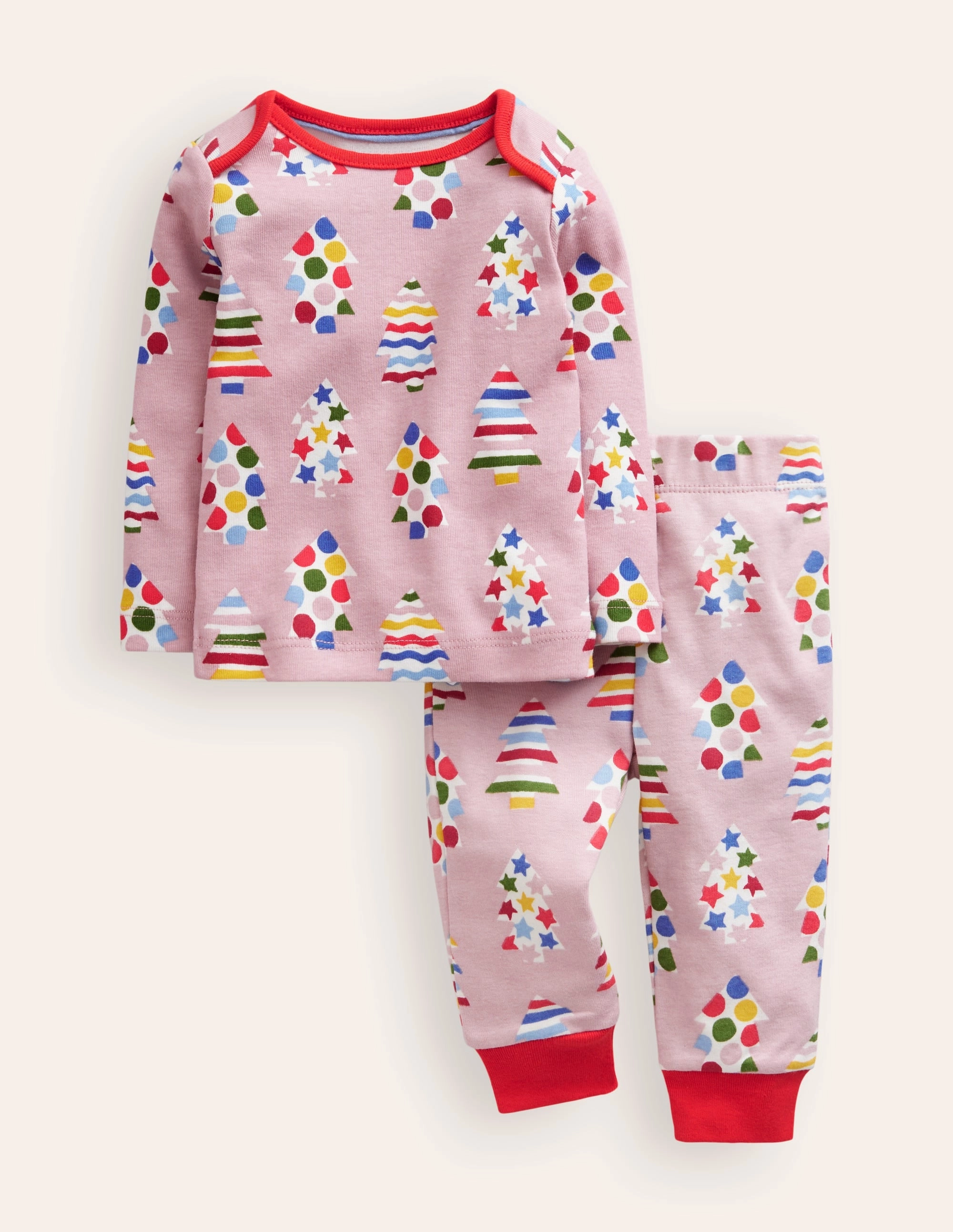 Retro Kids Snug Long John Pyjamas-Vintage Pink Trees