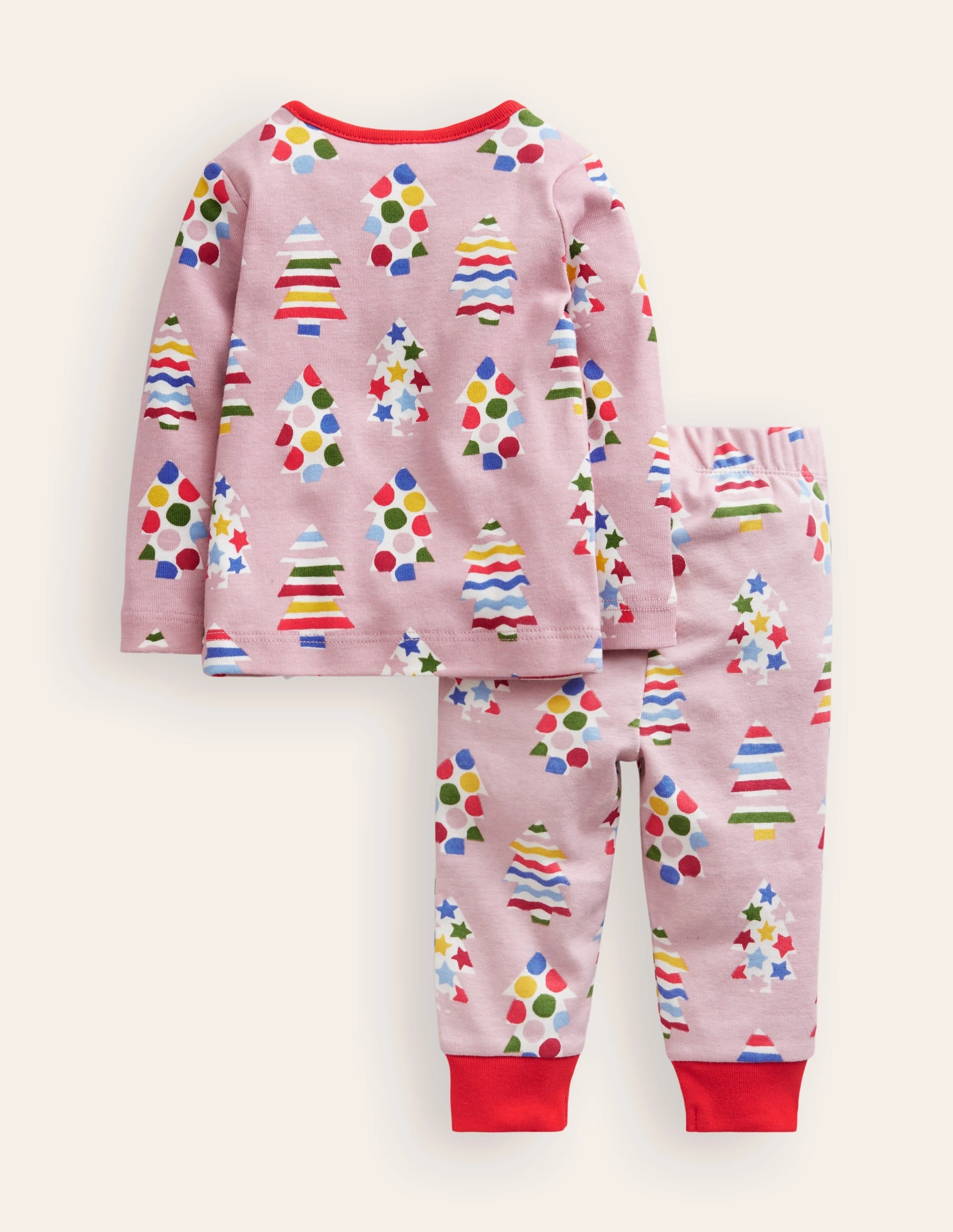 Snug Long John Pyjamas-Vintage Pink Trees Date Comfy Bold Resort