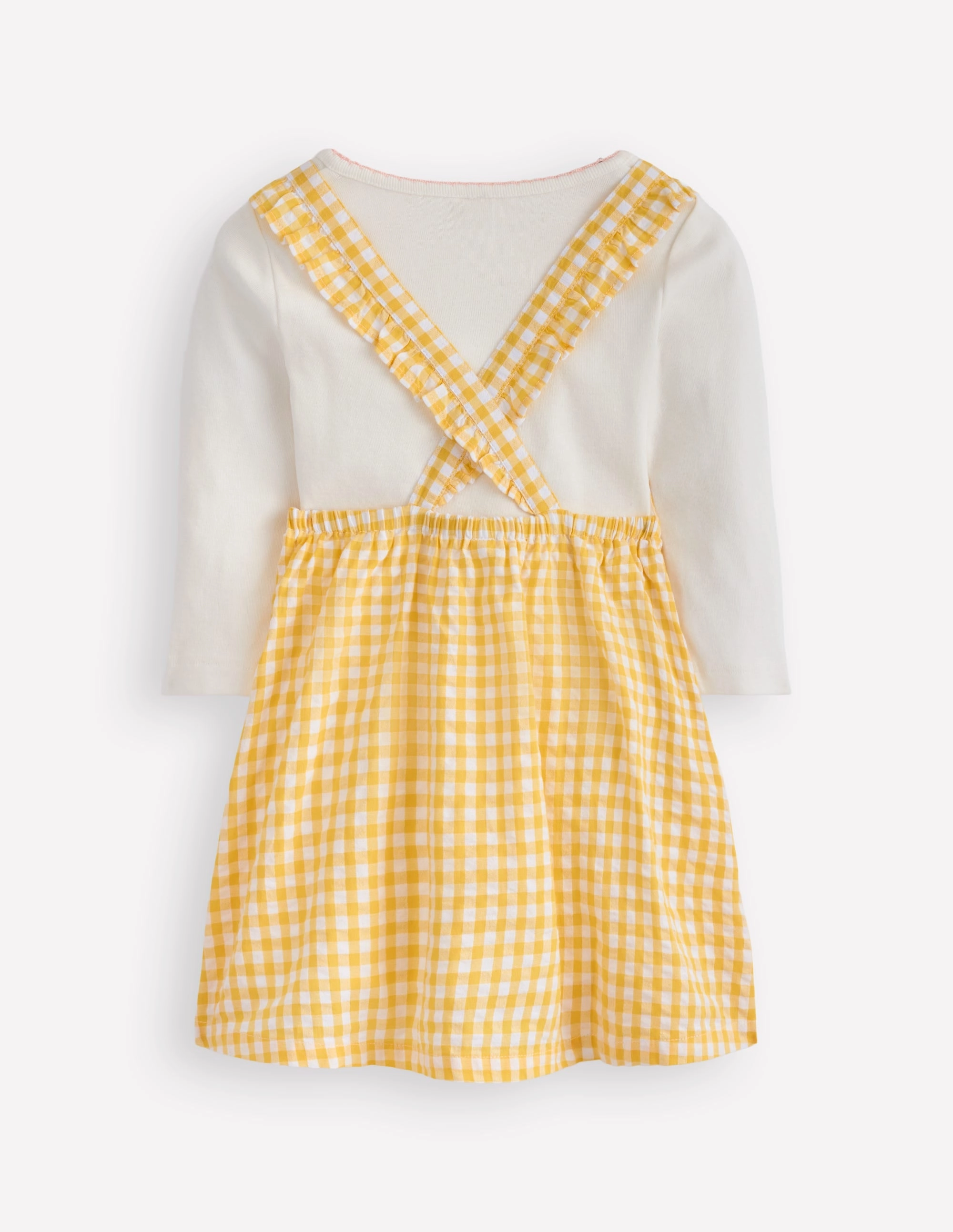 Novelty Pinny Dress Set-Yellow Gingham Bunny Smart Vintage Yoga Girl