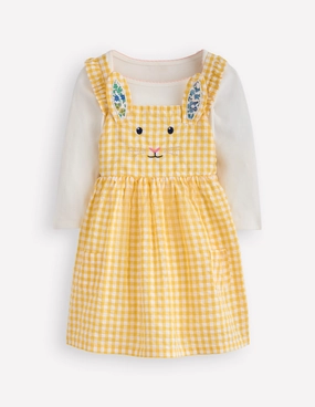 Dance Luxury Novelty Pinny Dress Set-Yellow Gingham Bunny