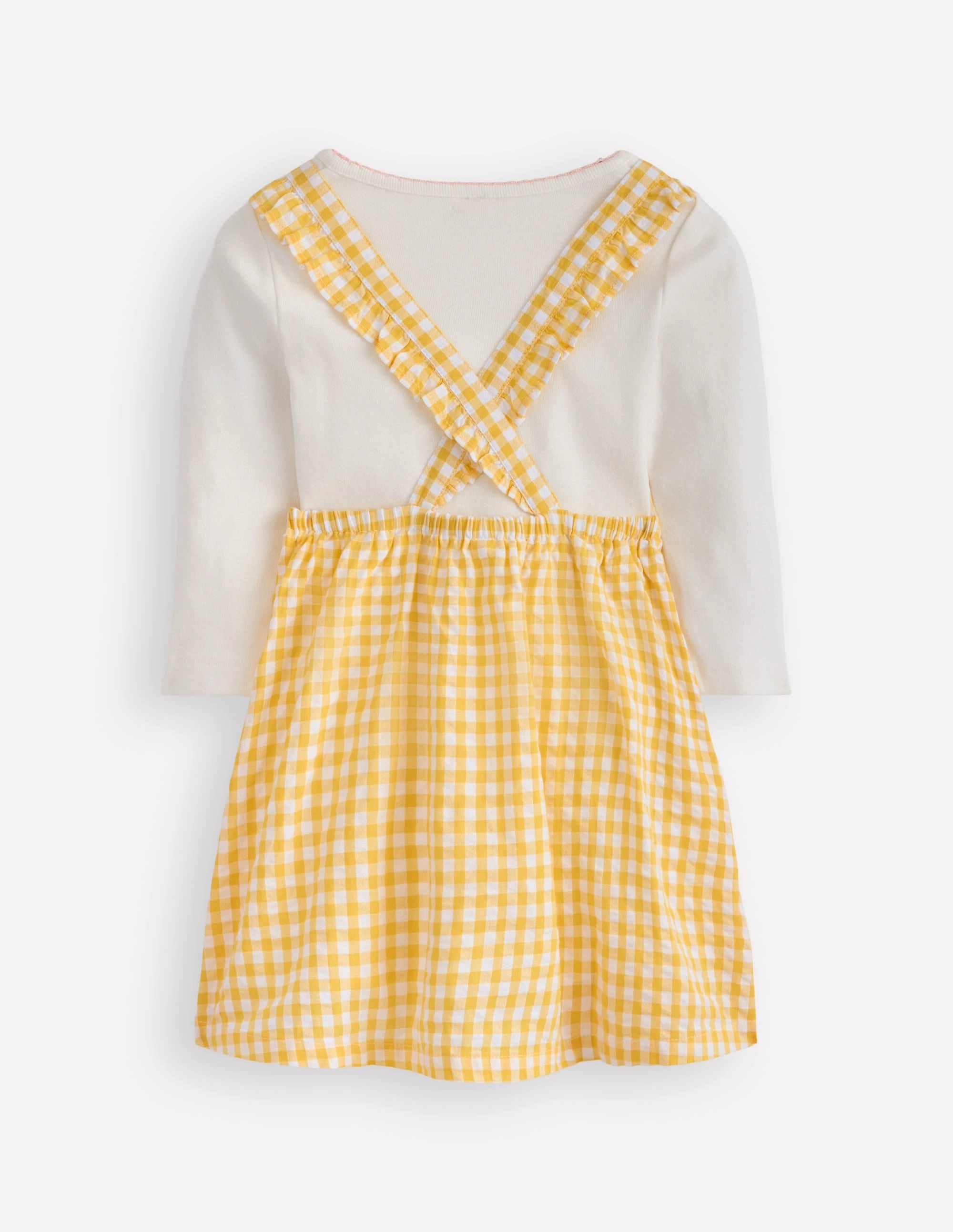 Everyday Fresh Novelty Pinny Dress Set-Yellow Gingham Bunny