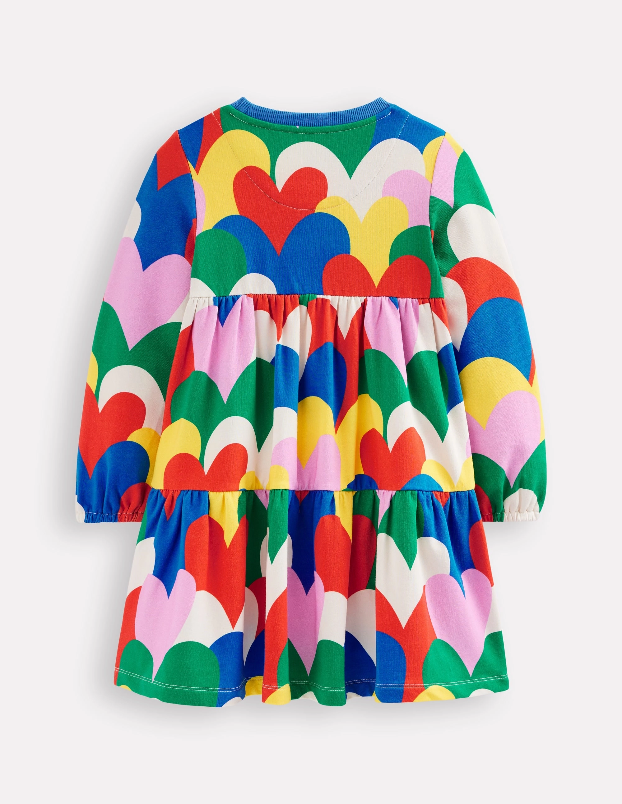 Street Mode Tiered Sweatshirt Dress-Multi Collage Hearts