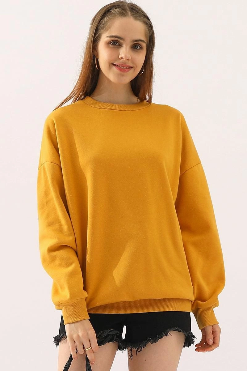 CREW NECK LONG SLEEVE PULLOVER TOPS SWEATSHIRT WindproofBarrierTechnology Buttonless Closure