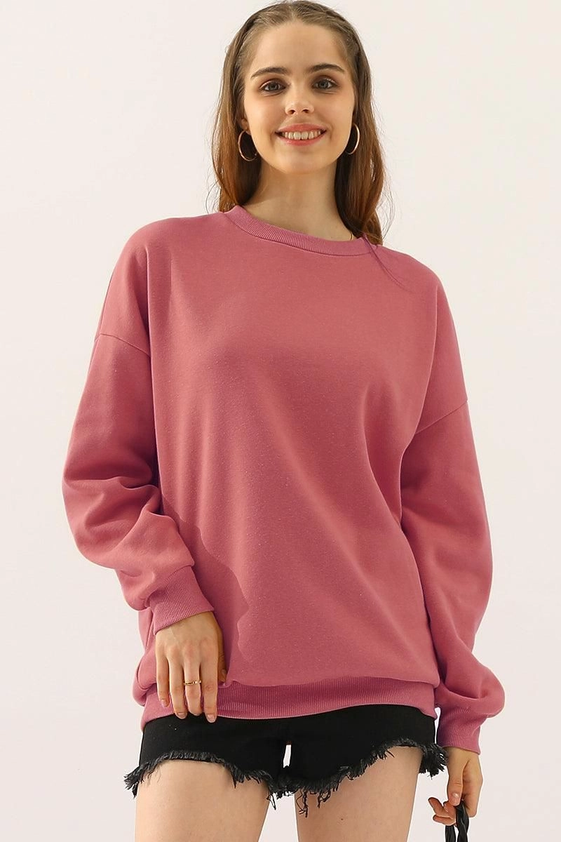 CREW NECK LONG SLEEVE PULLOVER TOPS SWEATSHIRT Professional Wear Thermal regulation