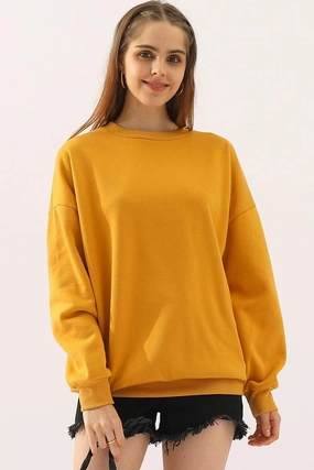 CREW NECK LONG SLEEVE PULLOVER TOPS SWEATSHIRT V-neck Blouse Snag Proof Weave