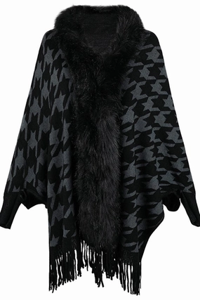 Unstructured Fit WOMENS OPEN FRONT FUR SHAWL JACKET