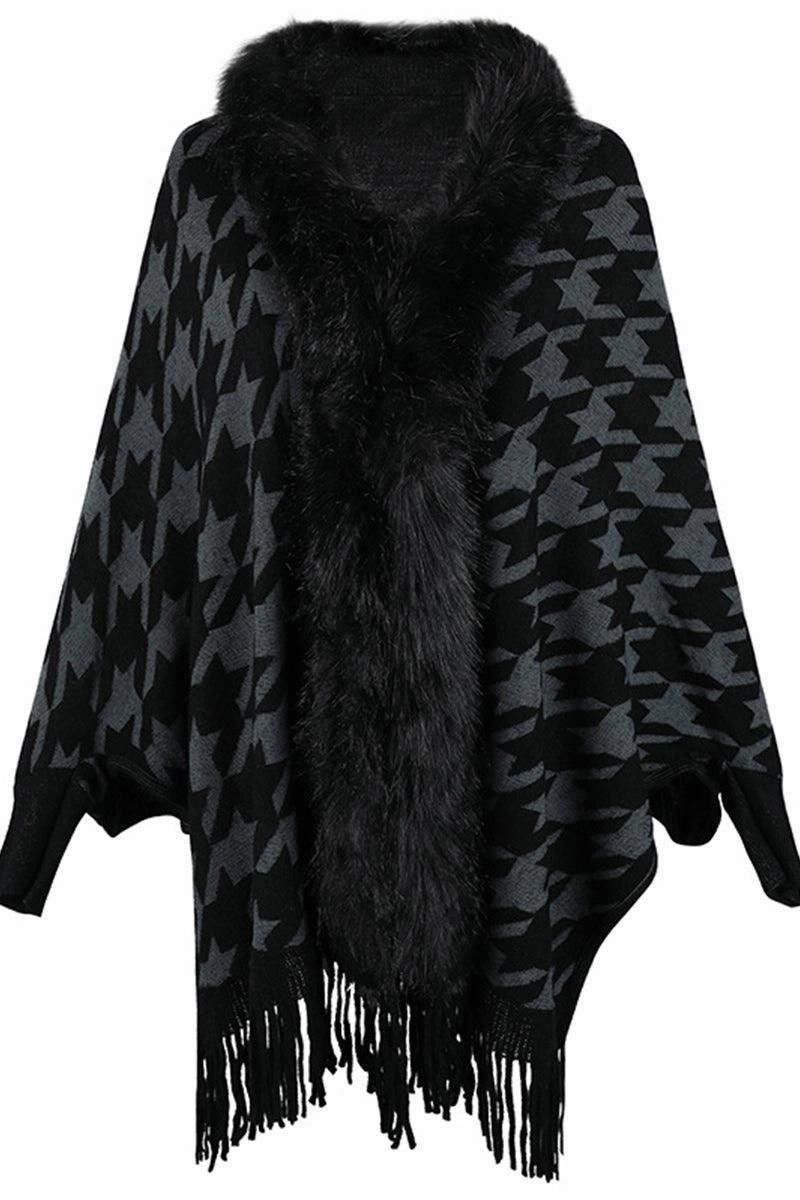 WOMENS OPEN FRONT FUR SHAWL JACKET Breathable Mesh Insert
