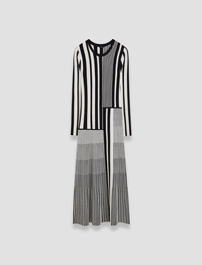 Stripes and Pleats Dress Tailored Wear Wrap Charm