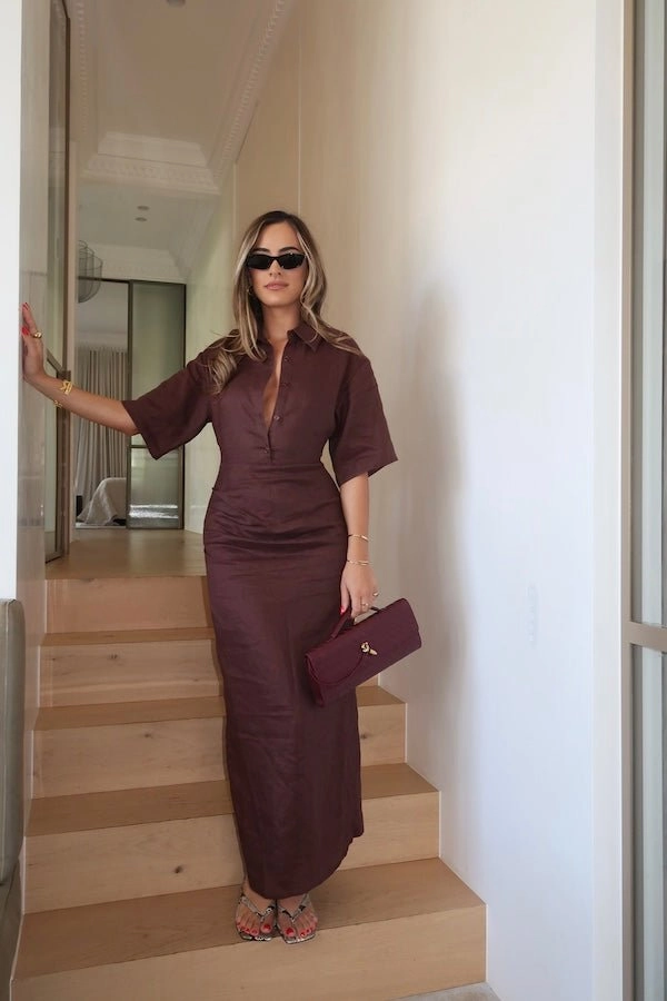 Lefka Midi Dress Chocolate Classic and Modern