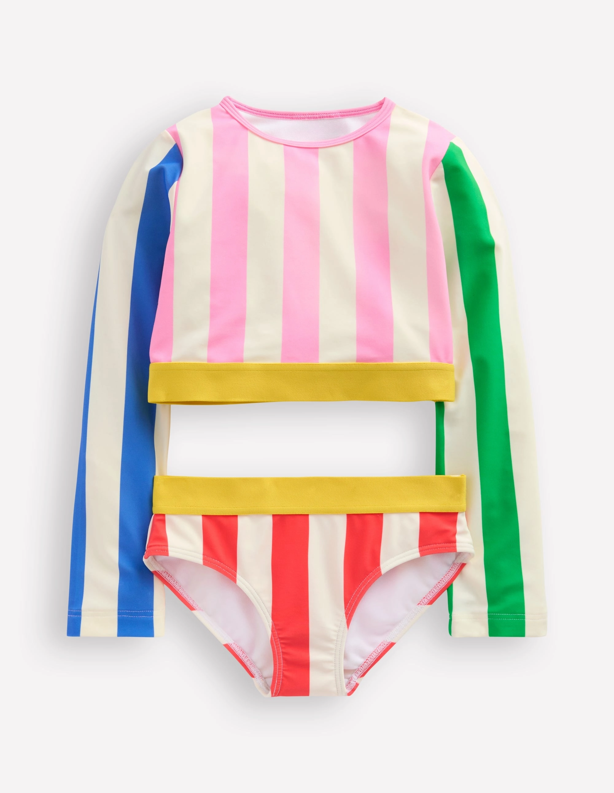 Cropped Rash Vest Set-Hotchpotch Stripe Beach Escape Sophisticated-Vibe
