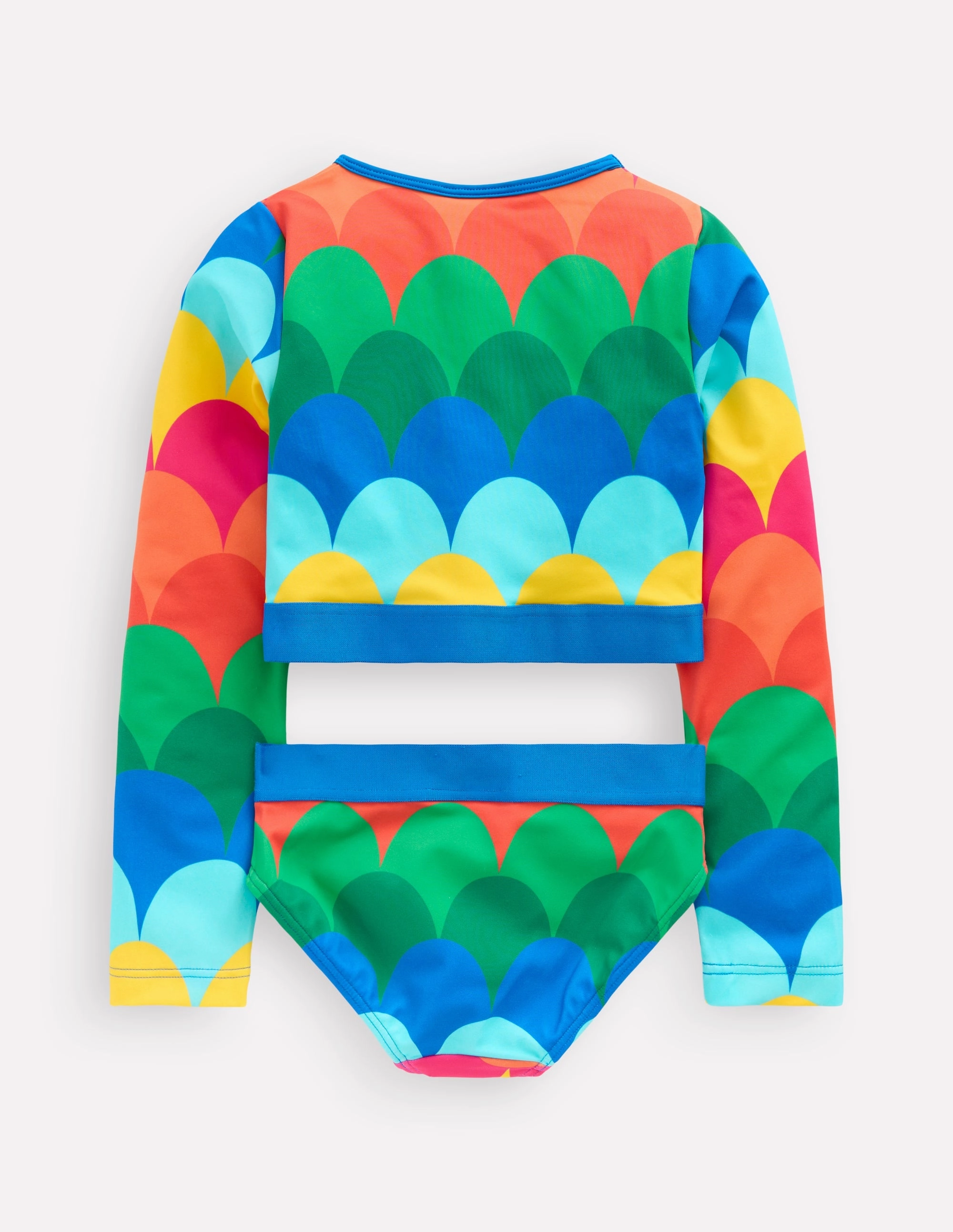 Molded Cups Cropped Rash Vest Set-Multi Scallop Stripe