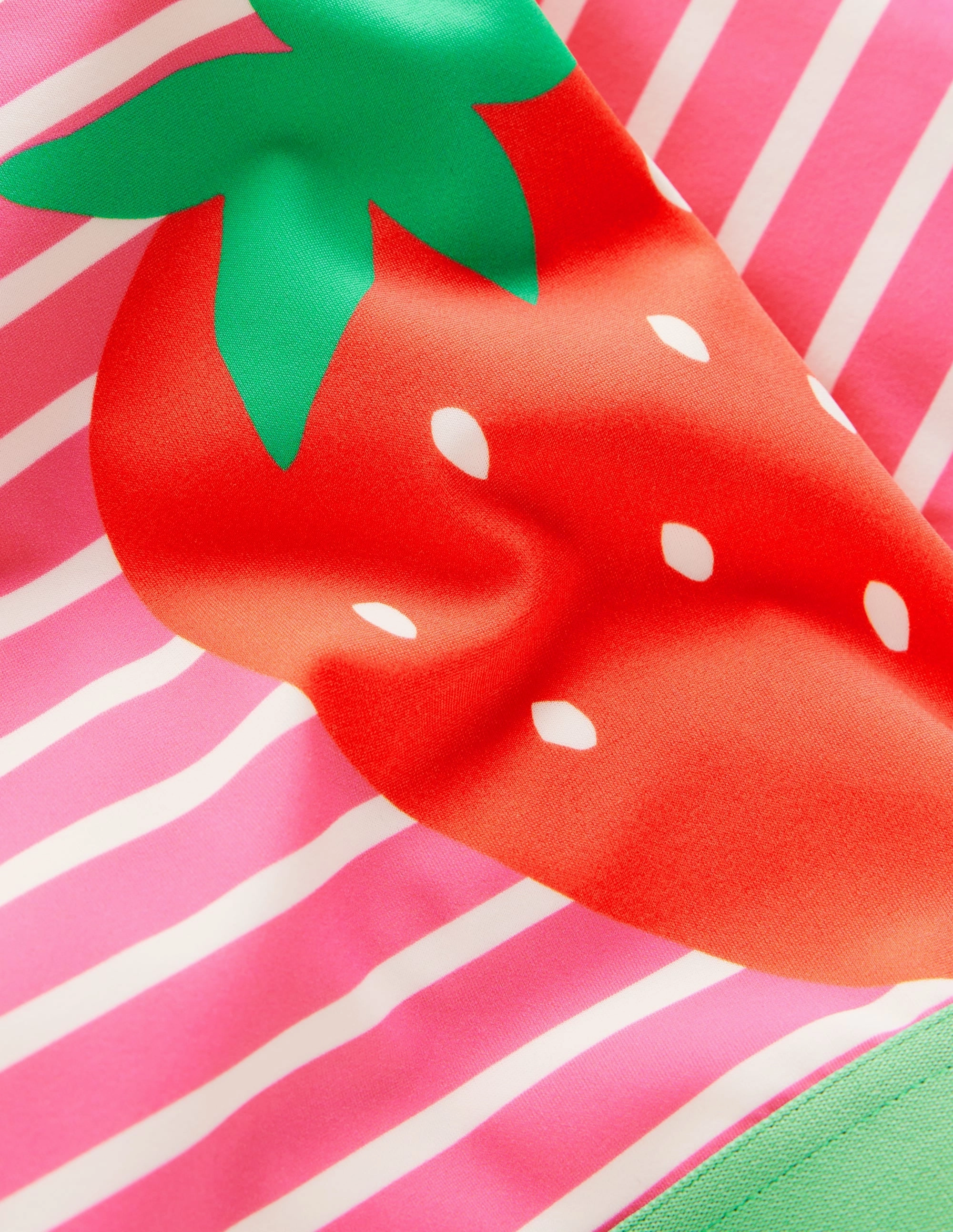 Odor Resistant Cropped Rash Vest Set-Strawberry Stripe