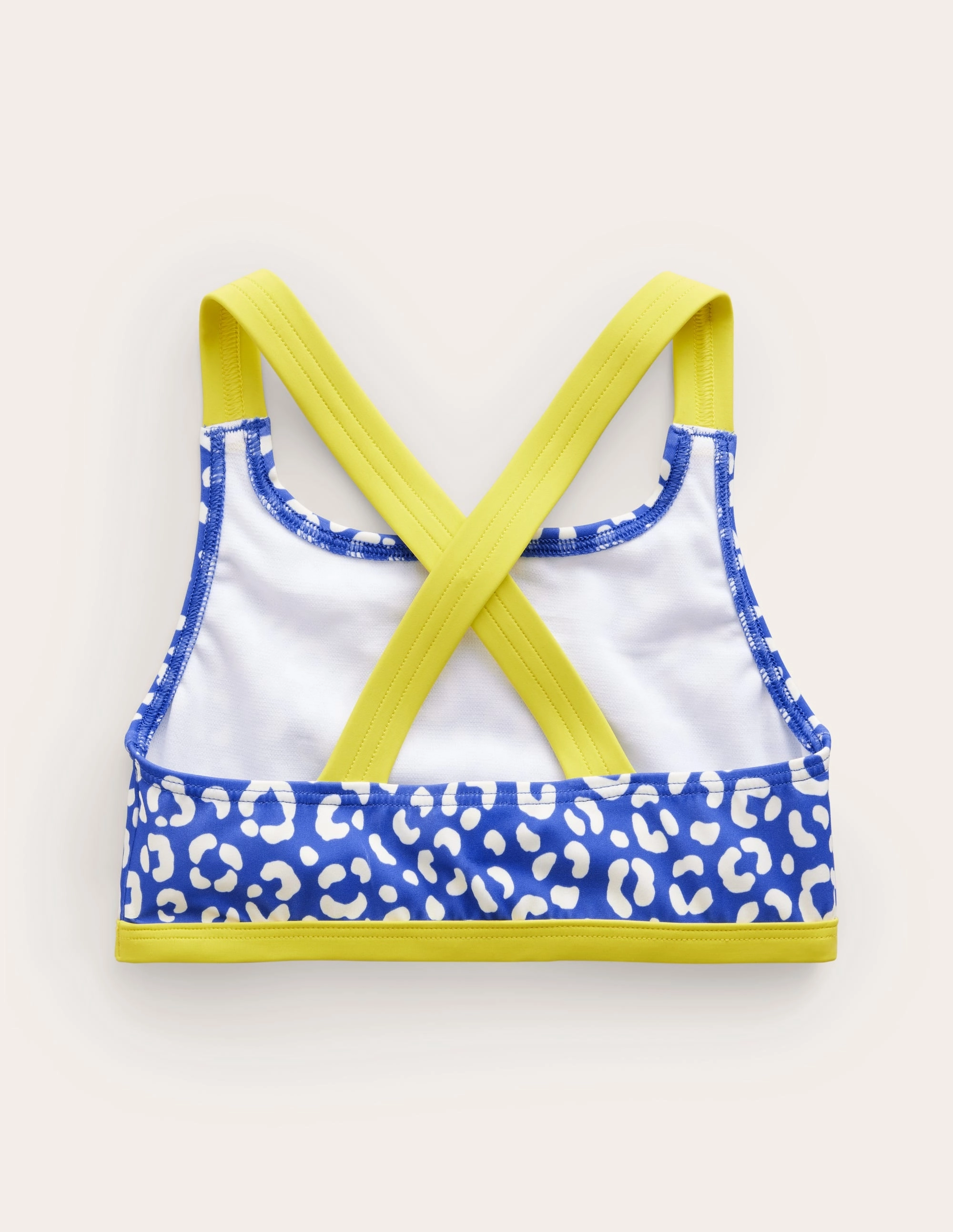 Stackable Packaging Cross Back Bikini Top-Blue Leopard